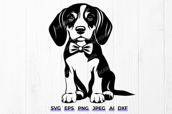 Beagle Dog with Bow Tie Svg - Beagle Dog