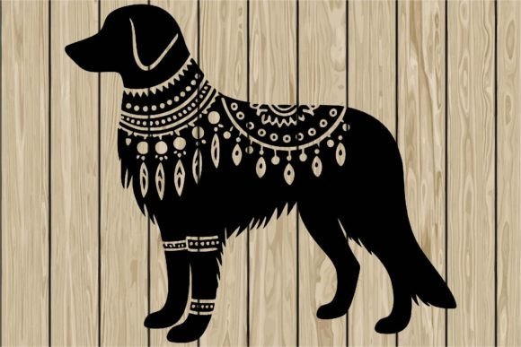 Boho Dog Stencil Silhouette SVG