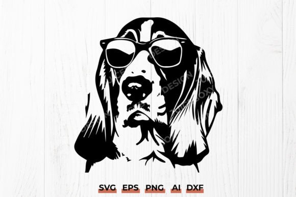 Cool Basset Hound SVG - Fun Dog Face DXF