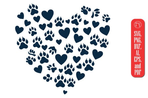 Cricut Dog Paw Heart SVG Cut File