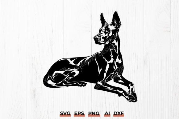 Doberman Pinscher SVG, Relaxed Dog DXF