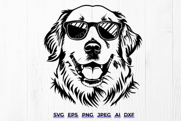 Golden Retriever Dog with Glasses Svg