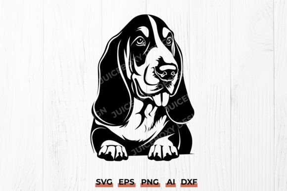 Happy Basset Hound SVG Adorable Dog Dxf