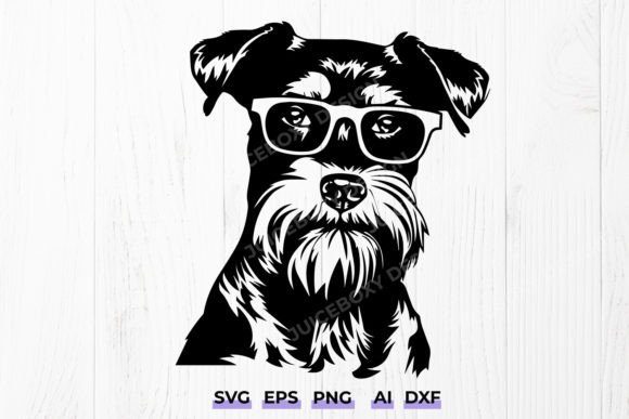 Miniature Schnauzer Dog with Glasses Svg