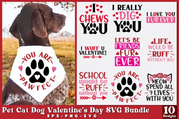Pet Cat Dog Valentine's Day SVG Bundle