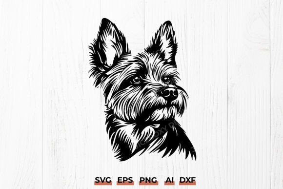 Yorkshire Terrier SVG Detailed, Dog Head